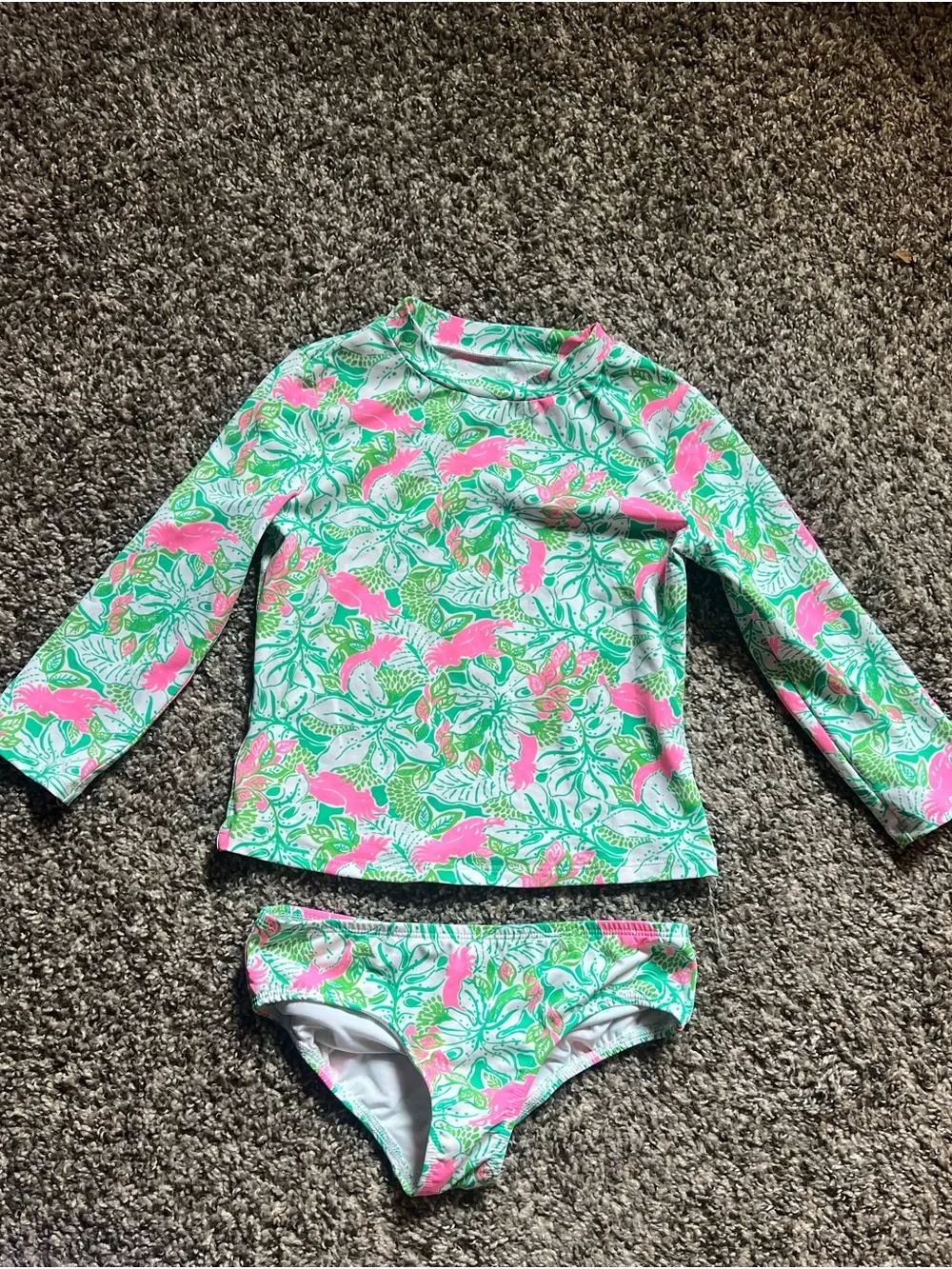 Girls Lilly Pulitzer Rash Guard Swim Set - Tropical Print